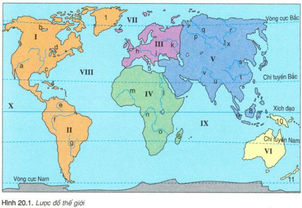 Hình 20.1 lược đồ thế giới