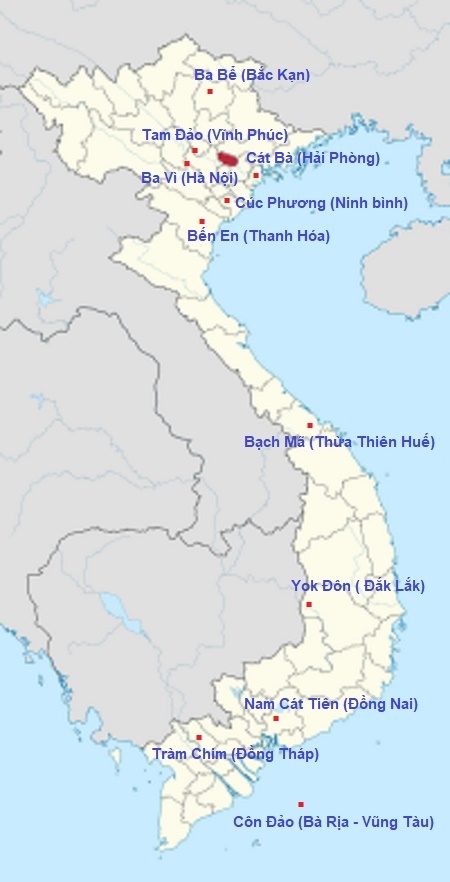 Vẽ lại bản đồ hành chính Việt Nam (hình 23.2) và điền lên đó các VQG sau đây vào đúng địa bàn các tỉnh, thành phố