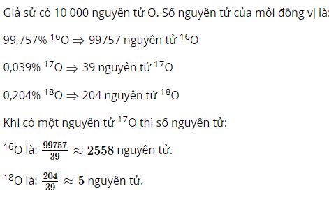 Tính số nguyên tử của mỗi loại đồng vị khi có 1 nguyên tử 17O