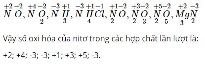 Nguyên tố nitơ có số oxi hóa là bao nhiêu