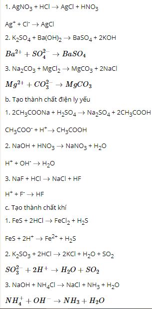 Viết các phương trình hoá học dưới dạng phân tử và ion rút gọn cho các phản ứng sau