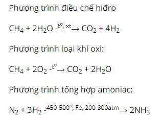 Viết phương trình hóa học của phản ứng điều chế hiđro, loại khí oxi và tổng hợp khí ammoniac