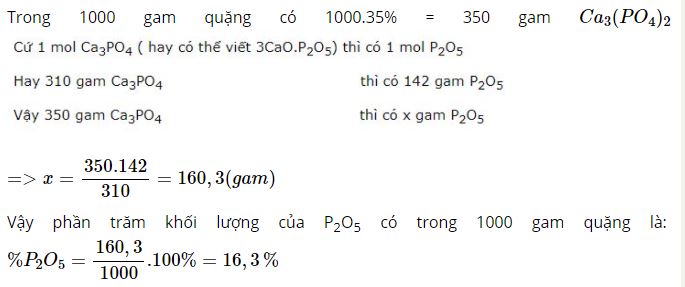 Tính hàm lượng phần trăm P2O5 có trong quặng